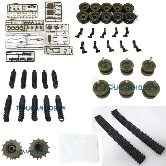 Henglong 1/16 USA Walker Bulldog RC Tank 3839 Plastic Parts Bag Sticker Shockable Suspension Bars Road Wheel Sprockes Tracks Idler