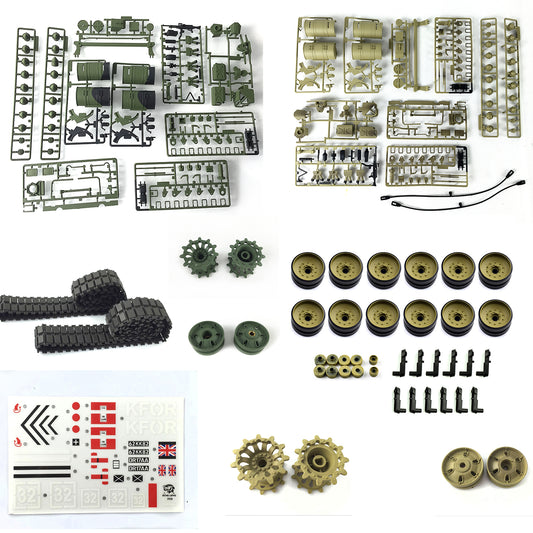 Henglong 3908 Plastic Parts Bag Idlers Sprockets Road Wheels Tracks Decoration Decal for 1/16 Scale British Challenger II RC Tank
