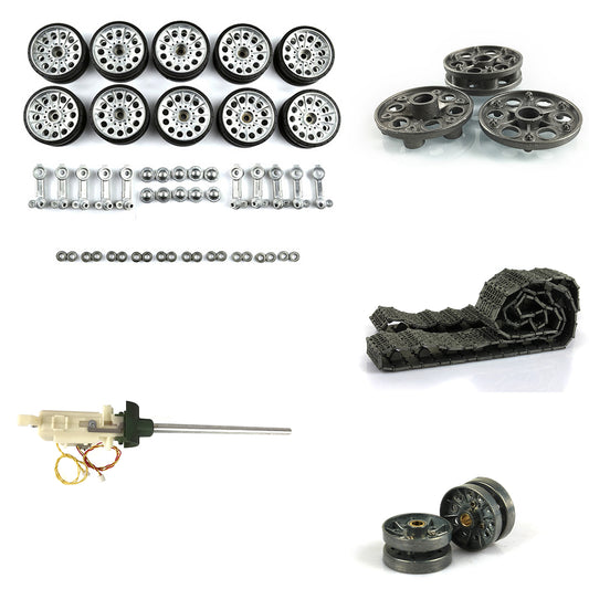 Henglong 3909 Parts Metal Recoil Barrel BB Unit Idlers Road Wheels Sprockets Tracks for 1/16 Scale Soviet T34-85 RC Tank Model