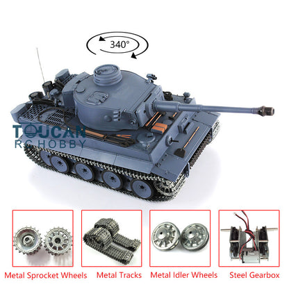 Henglong 7.0 Upgraded Radio Control Tank Tiger I RTR RC Tank 3818 1/16 Scale w/ Metal Idler Sproket Tracks Steel Gearbox Smoking
