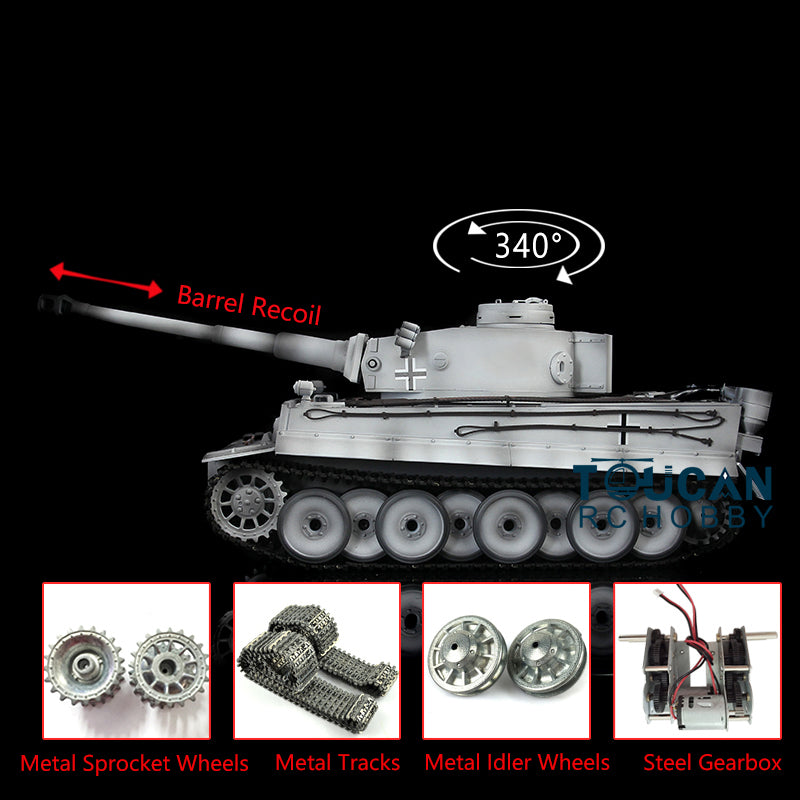 Henglong Remote Control Tank 1/16 7.0 Version Upgraded German Tiger I 3818 w/ Barrel Recoil Metal Idler Sproket Wheels Tracks