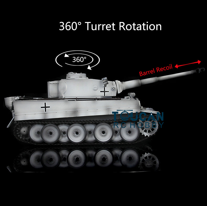 Henglong 1/16 Radio Control Tank Plastic Tiger I German Tank 3818 RC Tank 7.0 Ver w/ 360Degrees Rotating Turret Barrel Recoil Smoking