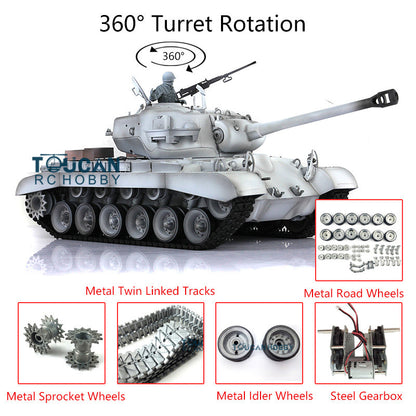 Henglong 1/16 7.0 M26 RTR RC Tank 3838 w/ Metal Tracks w/ Double Rubber Pad 360Degrees Rotating Turret Metal Idler Sproket Road Wheels