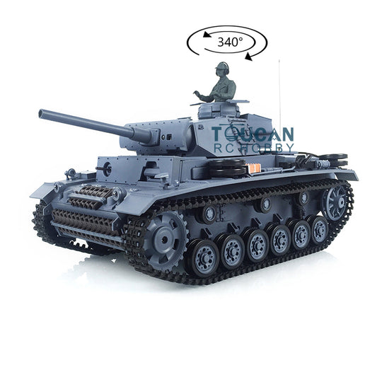 Henglong 1/16 Radio Control Tank Plastic Panzer III L 7.0 Tank 3848 RC Tank w/ Smoking Gearbox Sound Effect Road Wheels Smoking