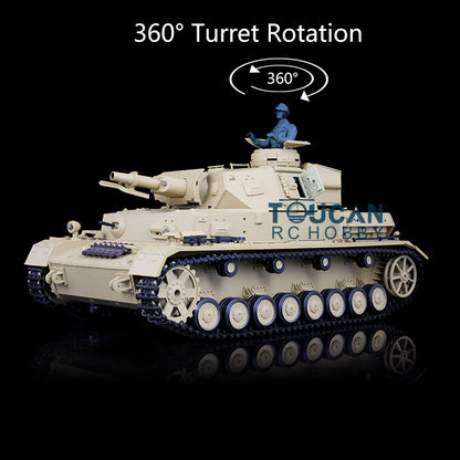 Henglong 1/16 7.0 Radio Control Tank Plastic German Panzer IV F 3858 RTR RC Tank w/ 360Degrees Rotating Turret Sound Effect IR Battle