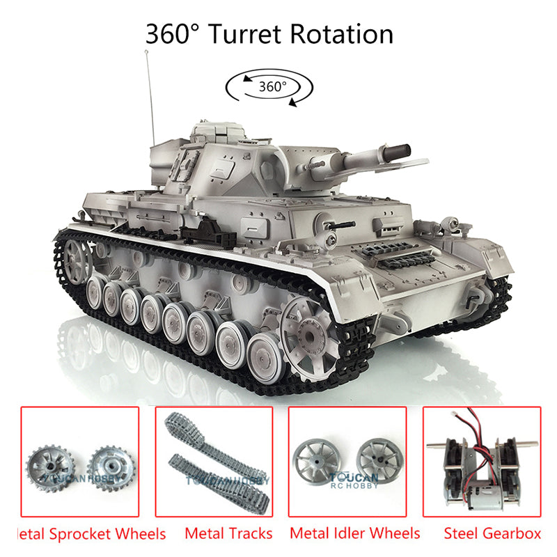 Henglong 1/16 7.0 RC Tank 3858 Panzer IV F Radio Control Upgraded Tank W/ 360Degrees Rotating Turret Metal Tracks Idler Sproket Wheel