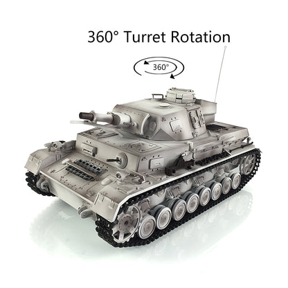 Henglong 1/16 7.0 Radio Control Tank Plastic German Panzer IV F 3858 RTR RC Tank w/ 360Degrees Rotating Turret Sound Effect IR Battle