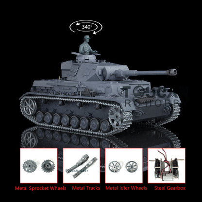 Henglong 1/16 7.0 Upgraded German Panzer IV F2 RTR RC Tank 3859 w/ Metal Tracks Idler Sproket Wheels Smoking Gearbox Sound Effect