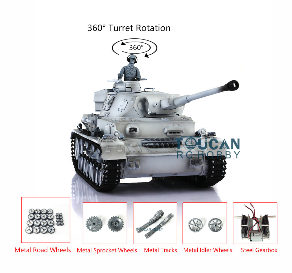 Henglong 1/16 7.0 Customized RC Tank Panzer IV F2 3859 RTR Tank w/ Metal Road Wheels Tracks Idler Sproket Wheels Gun Sound