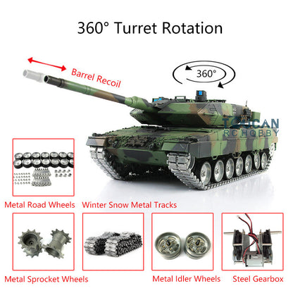 Heng Long Remote Control Tank 1/16 TK7.0 Leopard2A6 3889 Barrel Recoil Metal Track W/ Linkages Driving Gearbox 360 Rotating Turret