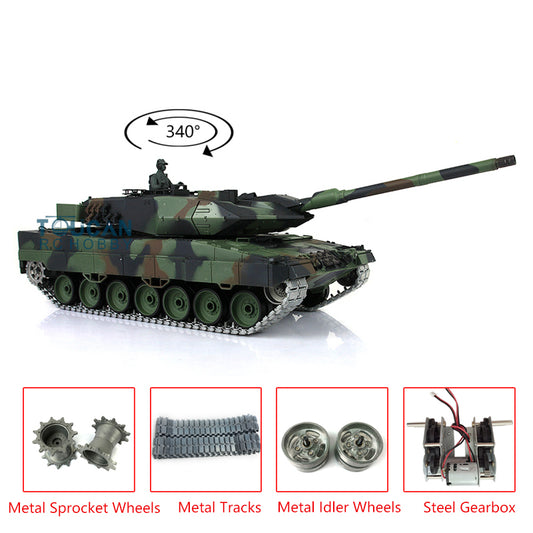 Heng Long Latest Edition 1/16 TK7.0 Upgraded Metal German Leopard2A6 RTR RC Tank 3889 Military Vehicle Shooting BBs Battery