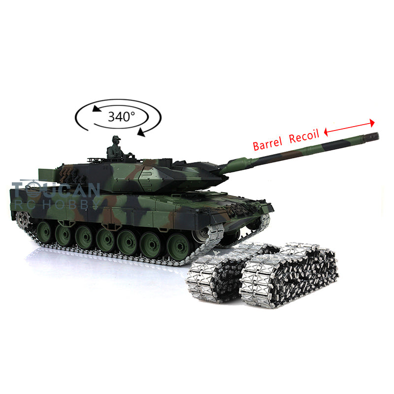 Heng Long 1/16 Scale 2.4Ghz TK7.0 Generation Leopard2A6 RC Battle Tank 3889 Barrel Recoil Metal Linkages Tracks Sprockets Idlers