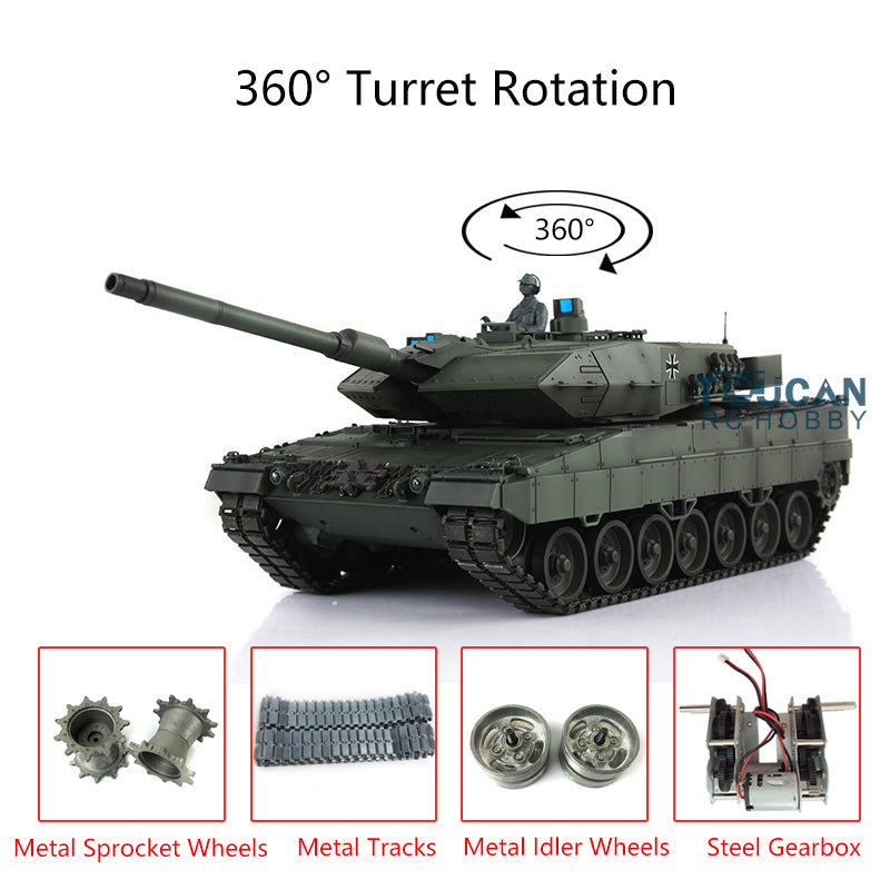 2.4Ghz Remote Controller Henglong 1/16 TK7.0 Edition Metal Leopard2A6 RC Tank 3889 W/ 360Degrees Rotating Turret Battery Charger
