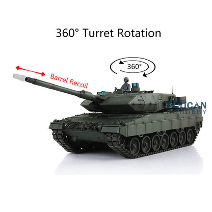 1/16 Heng Long TK7.0 Leopard2A6 RC Main Battle Tank 3889 W/ 360Degrees Rotating Turret Barrel Recoil Airsoft BBs Smoke Light Sound