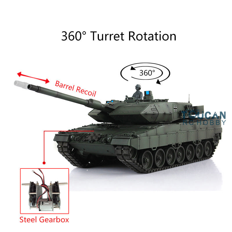 Heng Long 1/16 Military Tank TK7.0 Plastic Leopard2A6 RC Tank 3889 FPV Steel Gearbox Barrel Recoil Radio Control Rotating Turret