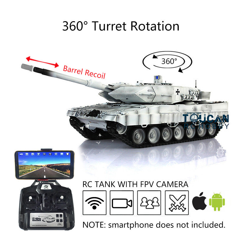 2.4Ghz Remote Control Henglong 1/16 7.0 Upgrade FPV German Leopard2A6 Military RC Battle Tank 3889 Festival Gifts Collection
