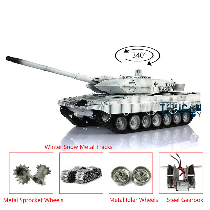 2.4Ghz Henglong 1/16 Leopard2A6 RC Battle Tank 3889 TK7.0 Control Board Metal Tracks W/ Metal Linkages Barrel Lifting Up&Down