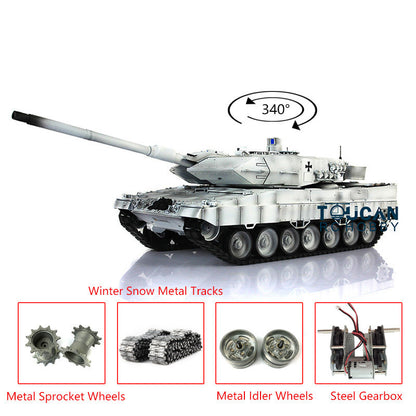 2.4Ghz Henglong 1/16 Leopard2A6 RC Battle Tank 3889 TK7.0 Control Board Metal Tracks W/ Metal Linkages Barrel Lifting Up&Down