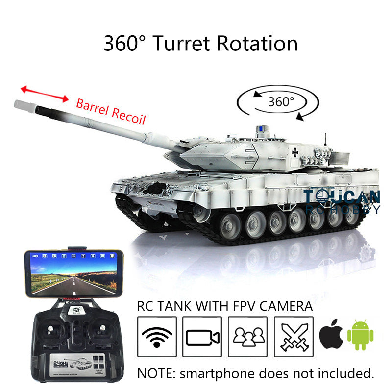 Heng Long 1/16 TK7.0 Generation Leopard2A6 RC Tank 3889 W/ IR Battling Battle FPV System Ready to Run Lights Sounds Smoke