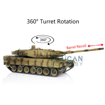 1/16 Heng Long TK7.0 Leopard2A6 RC Main Battle Tank 3889 W/ 360Degrees Rotating Turret Barrel Recoil Airsoft BBs Smoke Light Sound