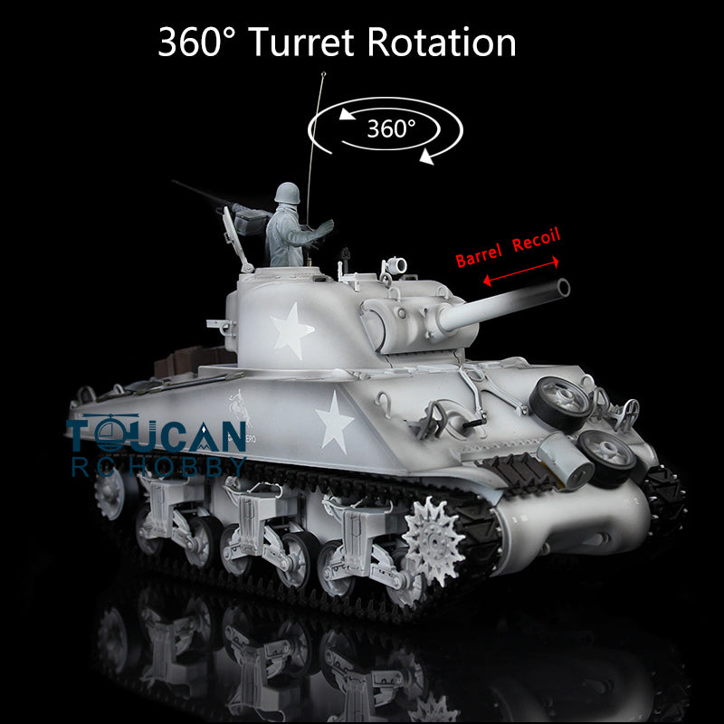 1/16 7.0 Henglong Plastic M4A3 Sherman RC Tank 3898 W/ 360Degrees Rotating Turret Barrel Recoil Outdoor Battling Tank Smoking Tank