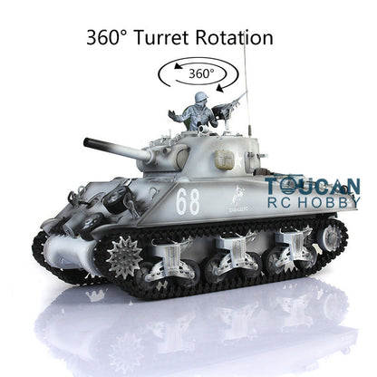2.4G Henglong 1/16 Scale 7.0 Plastic M4A3 Sherman RTR RC Tank 3898 w/ 360Degrees Rotating Turret Short Barrel Smoking Outdoor Tank