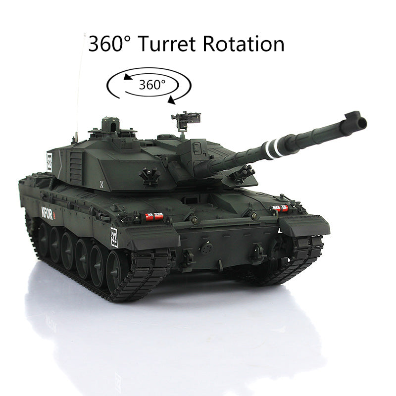 2.4Ghz Henglong 1:16 7.0 British Challenger II RTR RC Tank 3908 360Degrees Turret Remote Control Model Battery Charger
