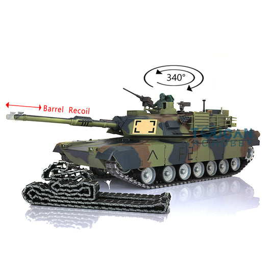 Henglong 7.0 1:16 Scale Barrel Recoil M1A2 Abrams 3918 RTR RC Tank 340 Turret Metal Tracks Rubber Pads Driving Wheels