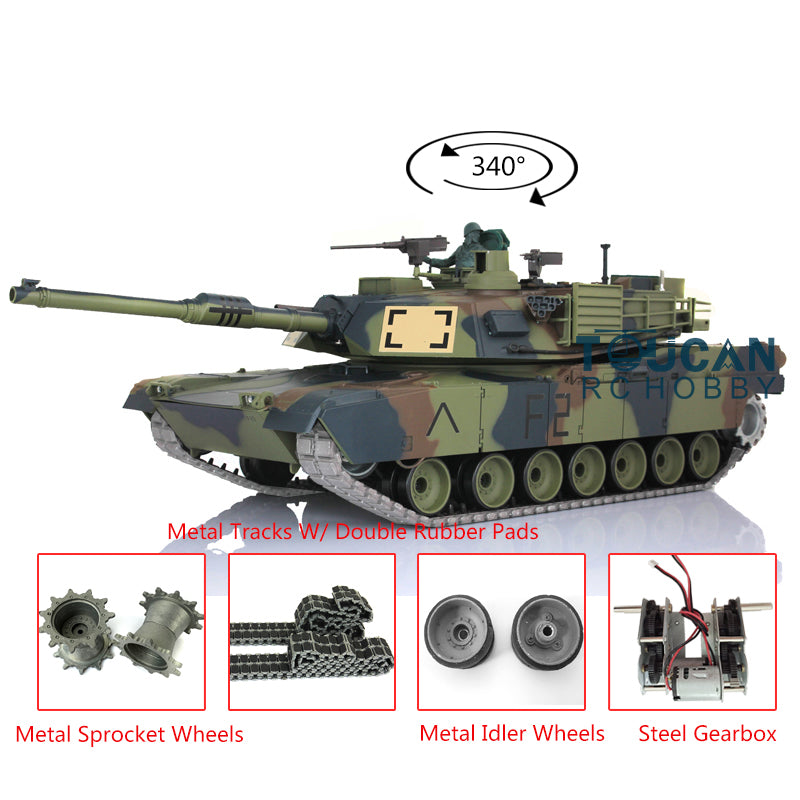 1/16 7.0 Henglong USA M1A2 Abrams RTR Remote Control Tank 3918 RC Model Metal Tracks W/ Rubber Pads 340 Turret Steel Gearbox