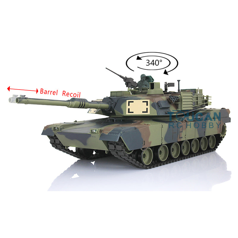 2.4Ghz Henglong 1:16 Scale 7.0 Plastic M1A2 Abrams Barrel Recoil RTR RC Tank 3918 Model 340 Turret Armored Vehicle
