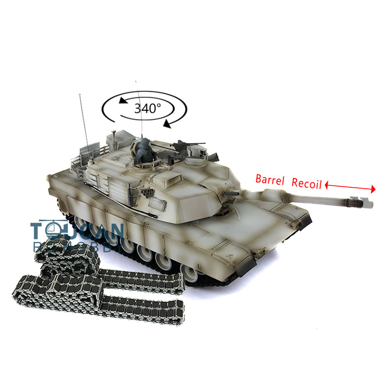Henglong 7.0 1:16 Scale Barrel Recoil M1A2 Abrams 3918 RTR RC Tank 340 Turret Metal Tracks Rubber Pads Driving Wheels