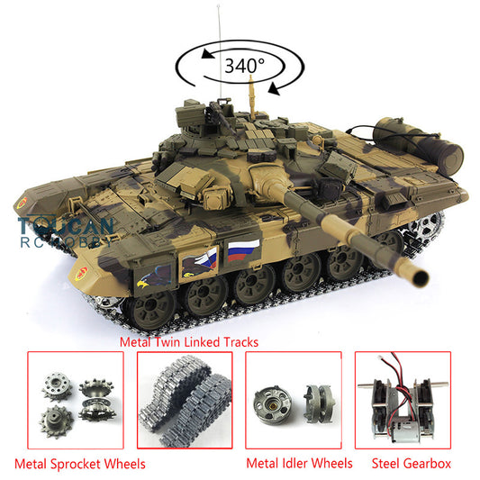 Henglong 2.4Ghz Upgraded Russian T90 1/16 Scale 7.0 RTR RC Tank Model 3938 Metal Tracks W/ Linkages 340 Turret