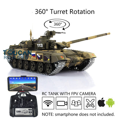 Henglong 7.0 Russian T90 RTR 1/16 RC Tank Model 3938 FPV 360Degrees Turret Transmitter Main Board Speaker Motor Gearbox Metal Tracks