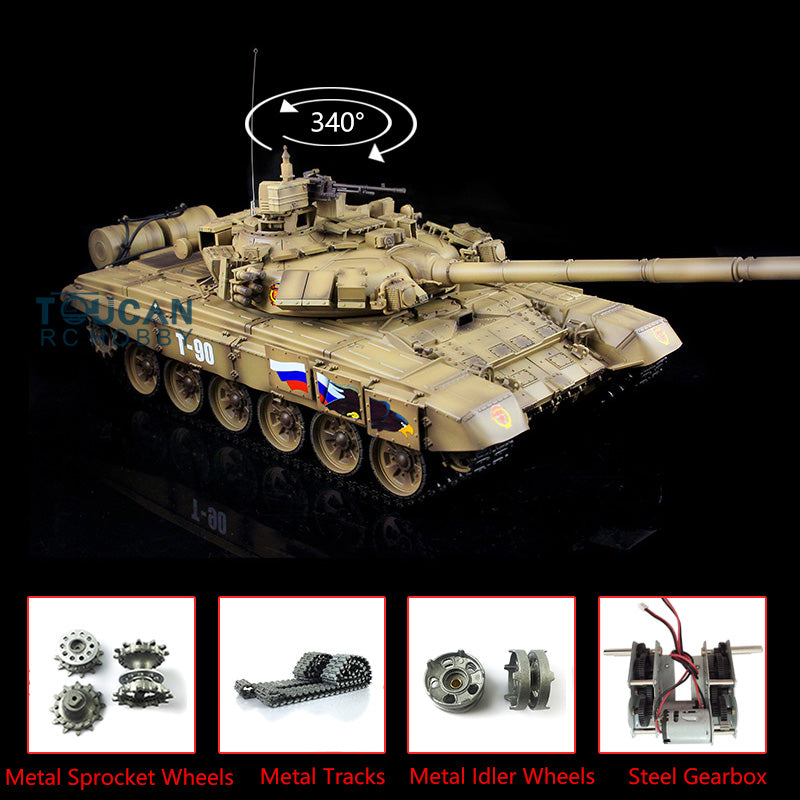 2.4Ghz Henglong Russian T90 1/16 Scale 7.0 RTR RC Tank Model 3938 340?? Turret Metal Tracks Idlers Driving Wheels