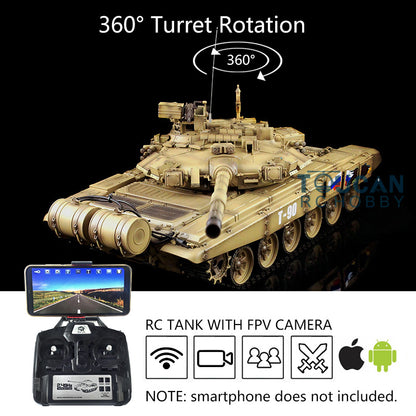 Henglong 7.0 Russian T90 RTR 1/16 RC Tank Model 3938 FPV 360Degrees Turret Transmitter Main Board Speaker Motor Gearbox Metal Tracks
