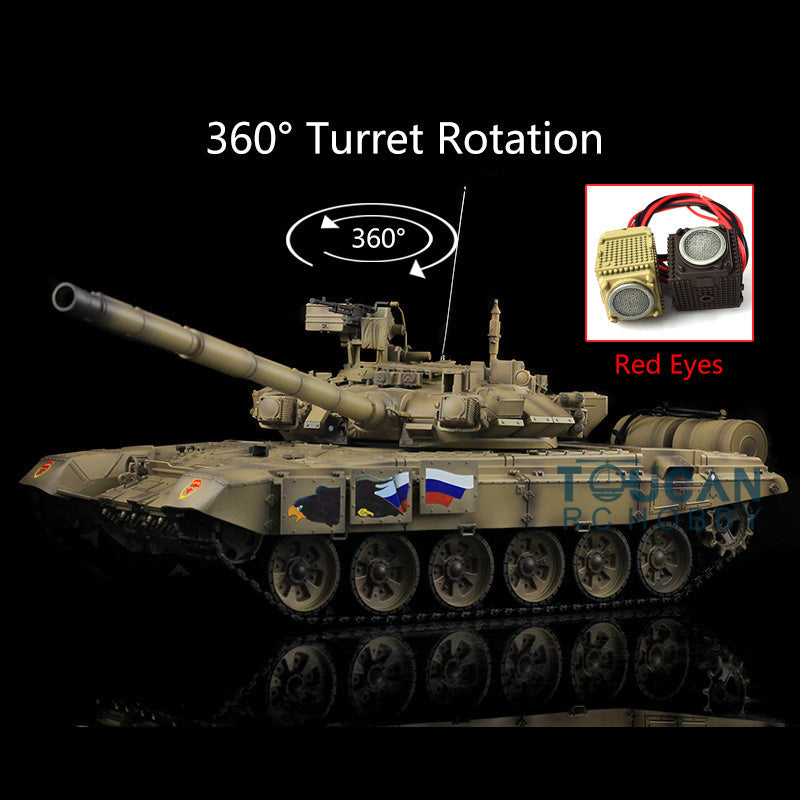 Henglong 1/16 Scale7.0 Plastic Russian T90 RTR RC Tank 3938 W/ 360Degrees Turret Red Eyes Infrared Fighting System BB Shooting Gearbox