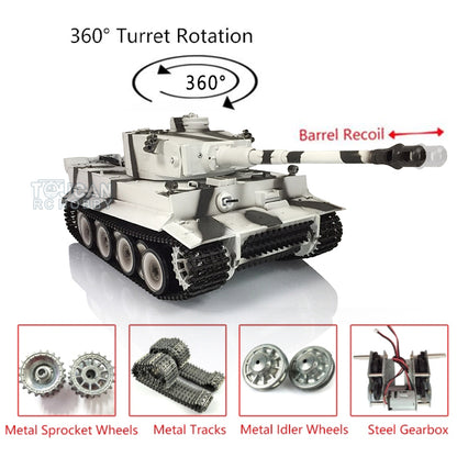 Henglong 1/16 7.0 Upgraded German Tank 3818 Radio Control Tiger I RC Tank W/ 360Degrees Turret Barrel Recoil Metal Idler Sproket Tracks