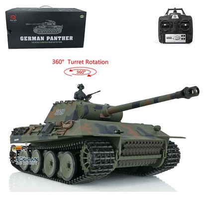 2.4Ghz Henglong 1/16 Scale 7.0 Plastic German Panther RTR RC Tank 3819 w/ 360Degrees Rotating Turret Sound Effect Outdoor Tank for Boys