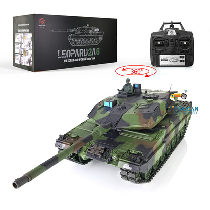 2.4Ghz 1/16 Heng Long TK7.0 Leopard2A6 RTR Remote Controller RC Tank 3889 W/ 360Degrees Rotating Turret Infrared Receiver Smoke Unit