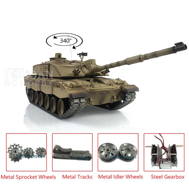 US Stock 1/16 7.0 Henglong Upgraded Challenger II RTR RC Tank Radio Controlled 3908 Infrared System Metal Tracks Sprockets Idler