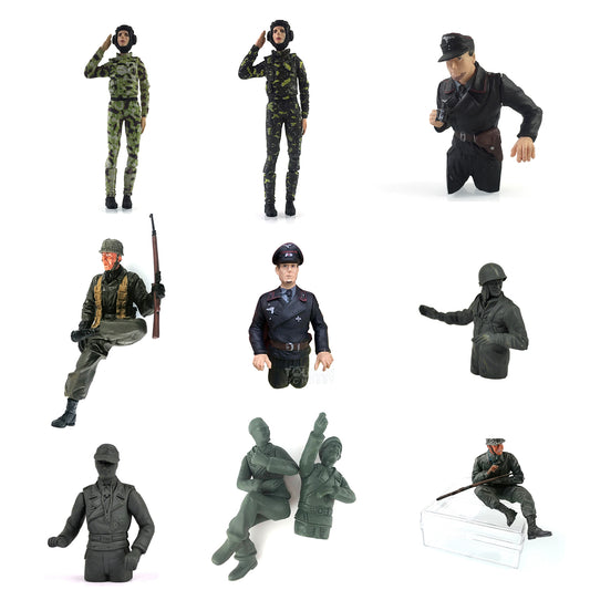 Henglong Resin Female/Male German/US Soldier Decoration Spare Parts for 1/16 RC Tank Car Remote Control Model