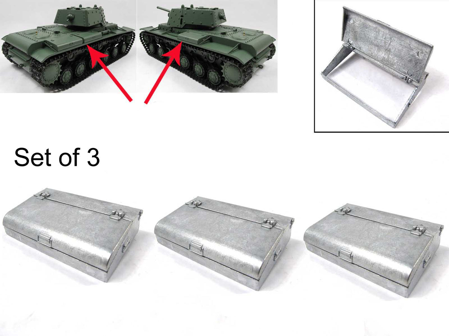 Mato 1/16 Metal Spare Parts Driving Sprocket Covers Storage Box Hatches for Henglong Soviet KV-1 Radio Controlled RTR Tank Model