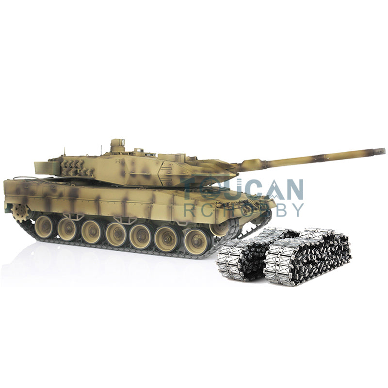 Military Tank Remote Controller Model Heng Long 1/16 7.0 Leopard2A6 RC Tank 3889 360Degrees Rotating Turret Barrel Recoil Metal Idler