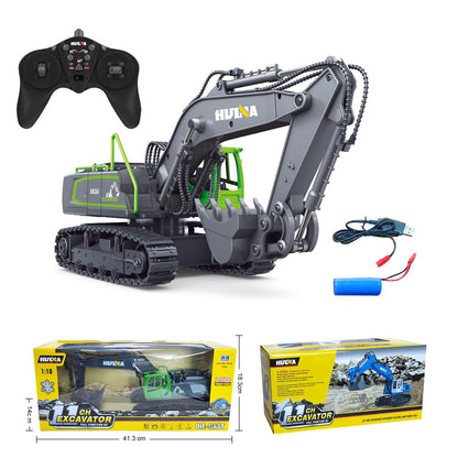 HUINA 1/18 RC Excavator 1558 Ready To Run Model Toy Car Digger Remote Control Battery 360Degrees Rotary Light 400MAH Battery Tracks