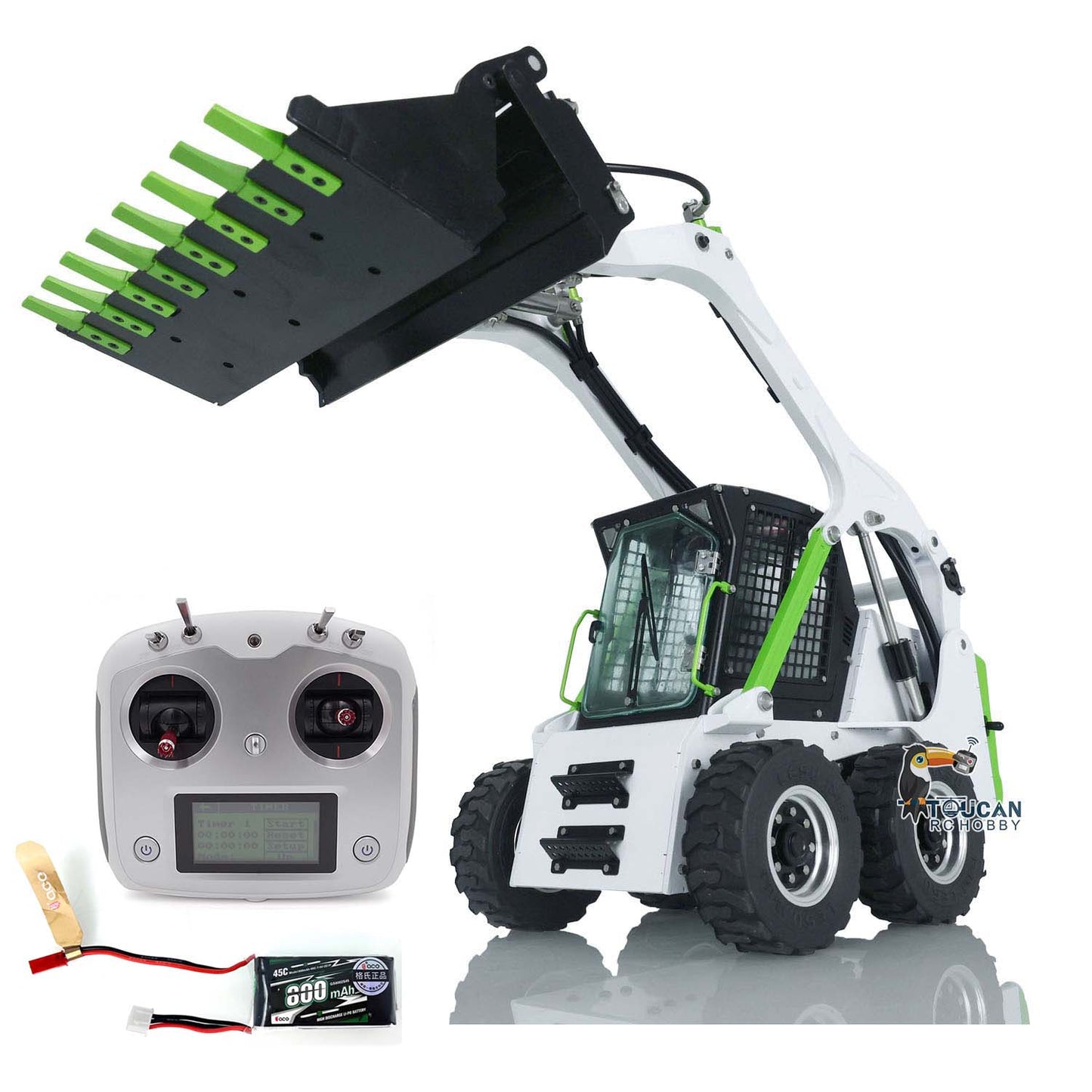 RC skid steer loader equipped with motor ESC servo light group sound module battery and charger
