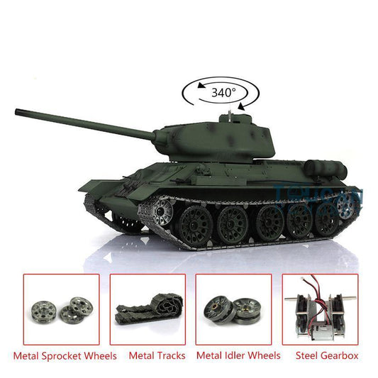 US STOCK 2.4Ghz Henglong 1:16 Scale 7.0 Upgraded Soviet T34-85 RTR RC Tank 3909 Model BB Infrared Metal Tracks Driving Wheels
